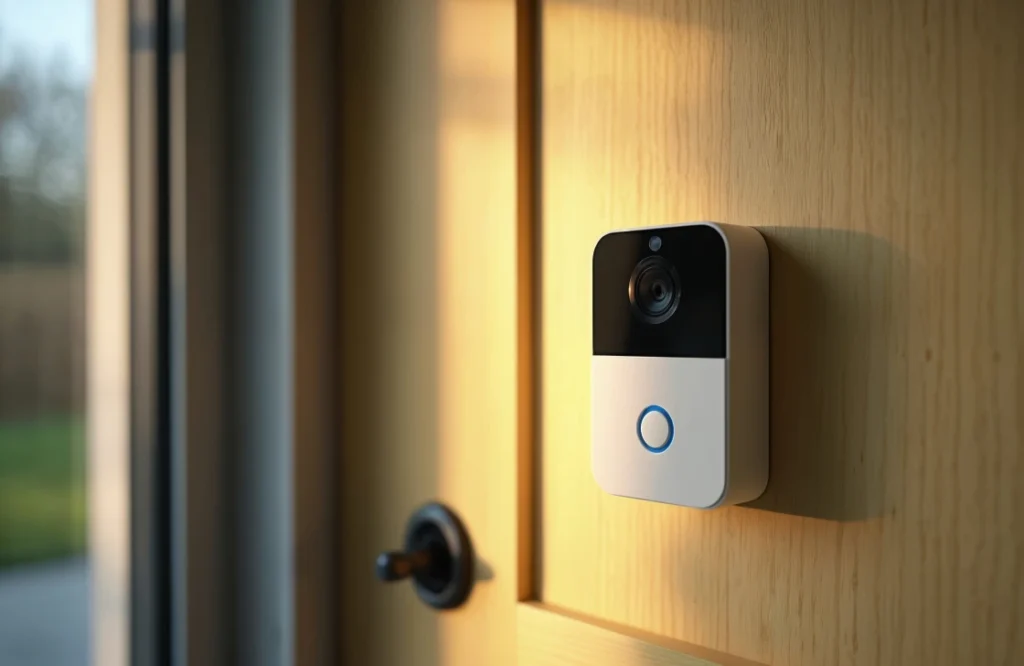 Smart video doorbell installation in the UK with mobile app access, motion alerts, and two-way audio for home security.
